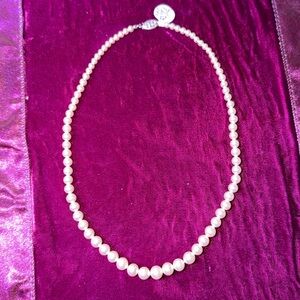 16” Graduated Vintage Glass Pearl Necklace